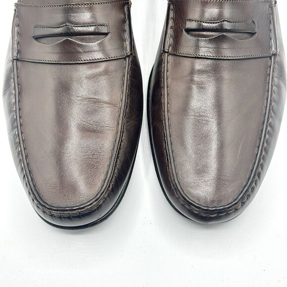Santoni Dress Loafers 13D Dark Brown Leather Penny Luxury Business Made In Italy main image 11